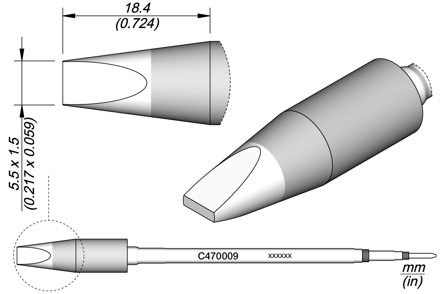 C470009 - Chisel Cartridge 5.5 x 1.5